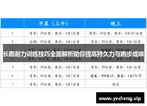 长跑耐力训练技巧全面解析助你提高持久力与跑步成绩